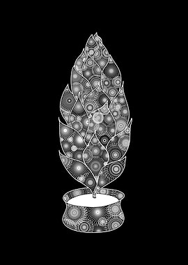 Plant mandala monochrome