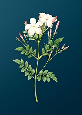 Spanish Jasmine on Teal