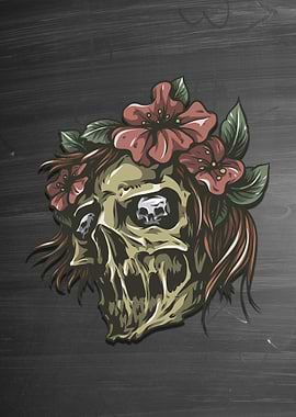 Skull Lady Flowers