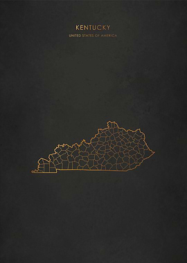 Gold Kentucky Map