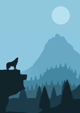 Wolf Howling at the Moon
