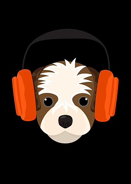 Dog With Headphones Puppy