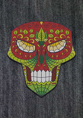 Skull Leaves Colorful