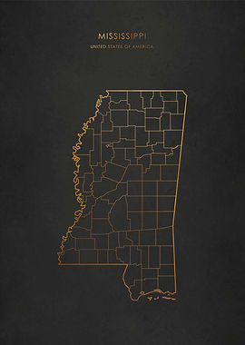 Gold Mississippi Map