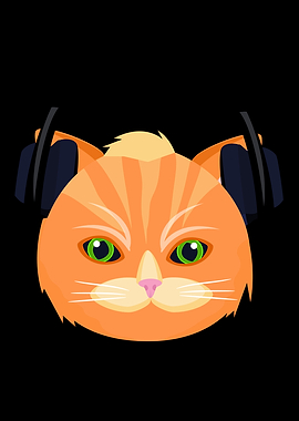 Cat With Headphones Kitty