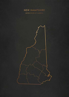 Gold New Hampshire Map