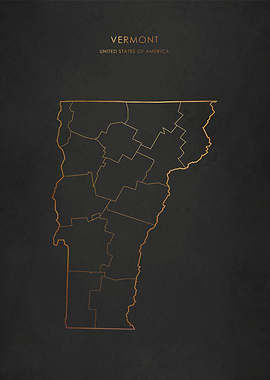 Gold Vermont State Map