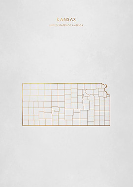 Gold Kansas State Map