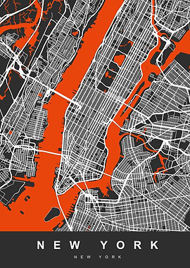 New York City Map Black
