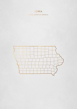 Gold Iowa State Map