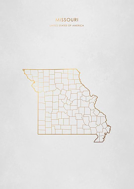 Gold Missouri State Map