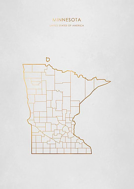 Gold Minnesota State Map