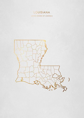 Gold Louisiana State Map