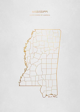 Gold Mississippi Map