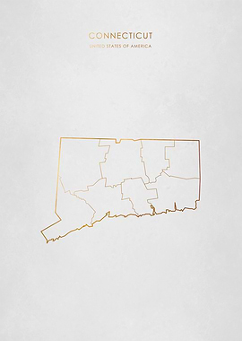Gold Connecticut Map
