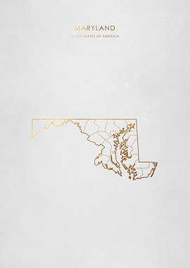 Gold Maryland State Map