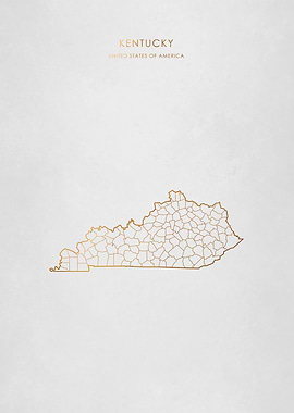 Gold Kentucky State Map