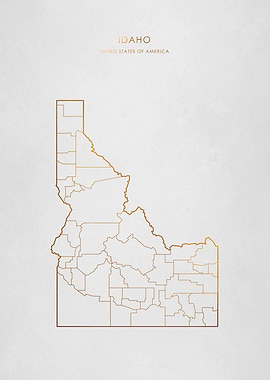 Gold Idaho State Map