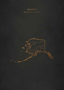 Gold Alaska State Map