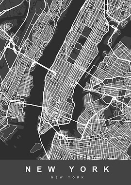 New York City Map Dark