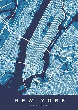 New York City Map Blue II