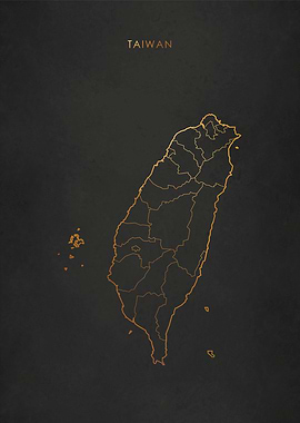 Gold Taiwan Map
