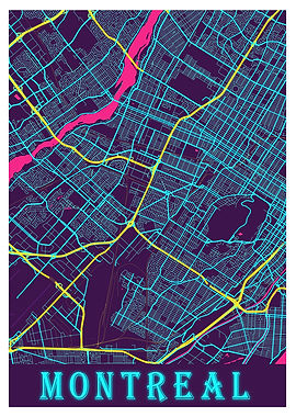 Montreal Neon City Map