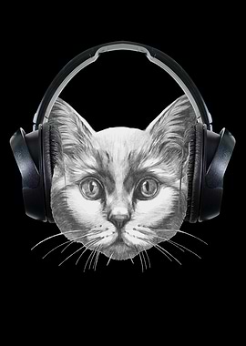 Cat With Headphones Kitty