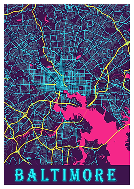 Baltimore Neon City Map