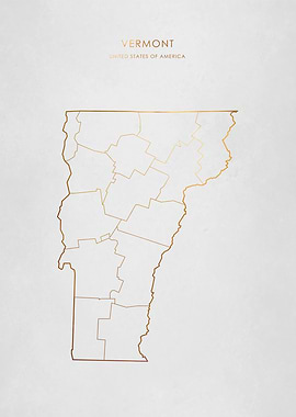Gold Vermont State Map