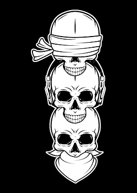Deaf Dumb Blind Skulls Pun