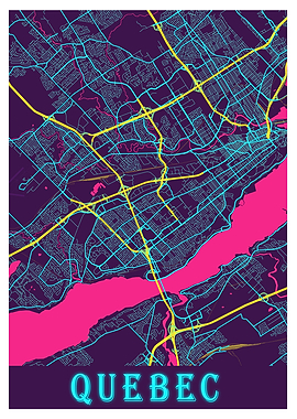 Quebec Neon City Map