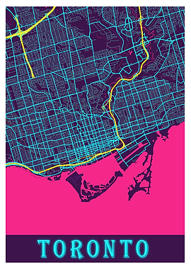 Toronto Neon City Map