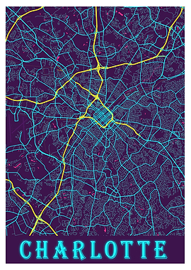 Charlotte Neon City Map