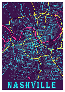 Nashville Neon City Map