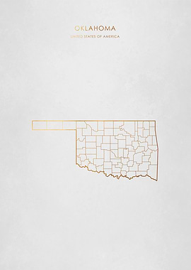Gold Oklahoma State Map