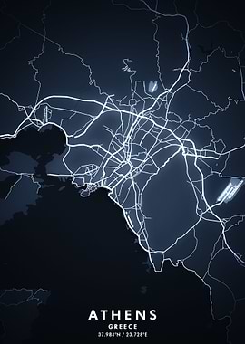 Athens Map Posters