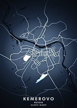 Kemerovo Map Posters
