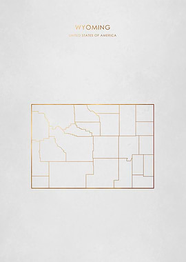 Gold Wyoming State Map