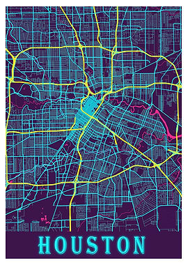 Houston Neon City Map