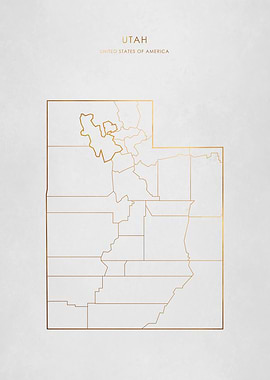 Gold Utah State Map
