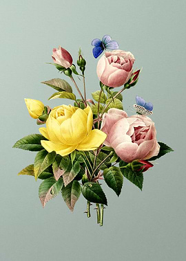 Variety of Roses on Mint