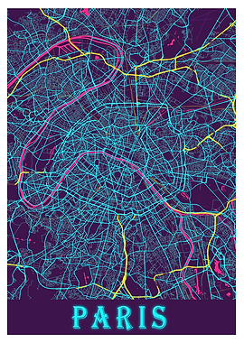 Paris Neon City Map