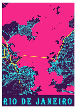 Rio De Janeiro Neon Map