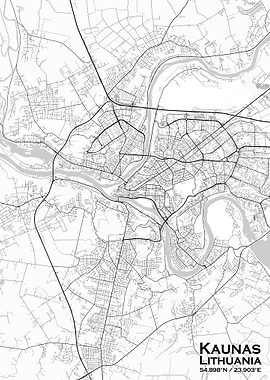 Kaunas White Map