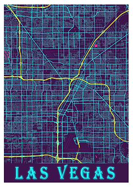 Las Vegas Neon City Map