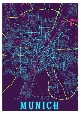 Munich Neon City Map