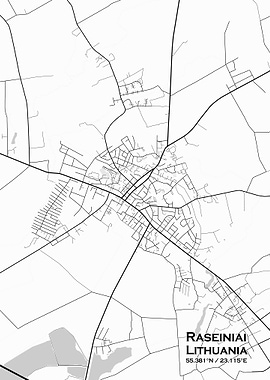 Raseiniai White Map