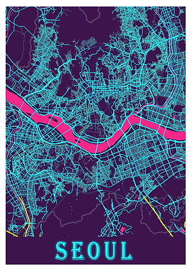 Seoul Neon City Map