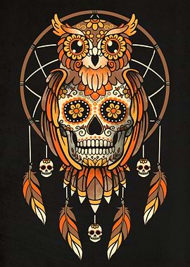 Calavera owl dreamcatcher
